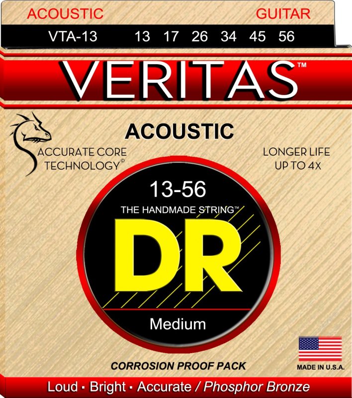 DR Handmade Strings - Veritas Acoustic Guitar Strings - Medium (13-56) - VTA-13