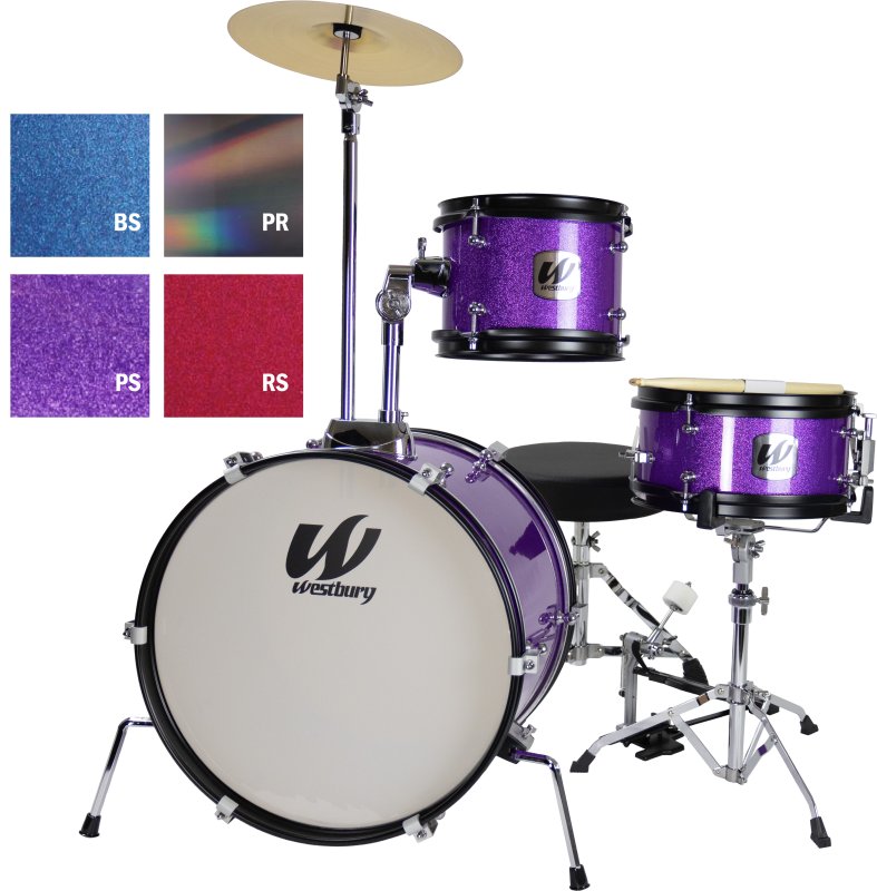 Westbury - 3-Piece Junior Drum Set Complete With Throne, Red Sparkle Finish - WST-JR3-RS