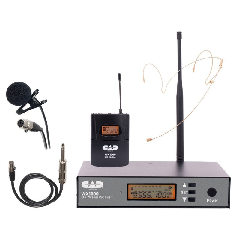 CAD - Wireless Bodypack Microphone System with Lavalier, Headset, and Guitar Cable (510 to 570 MHz) - WX1000BP