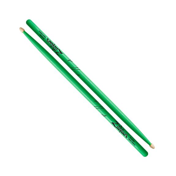 Zildjian - 5A Acorn Tip Hickory Drumsticks, Neon Green - Z5AACDGG