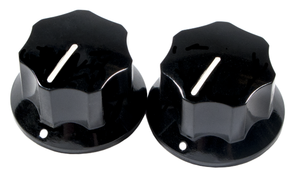 Fender - Pure Vintage 1965 Jaguar® Skirted Knobs - (2) - Black - 001-9455-049