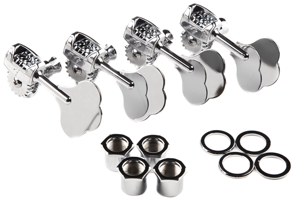 Fender - Deluxe "F" Stamp Bass Tuning Machines - (4) - Chrome - 009-7335-049