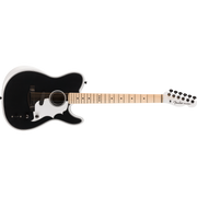 Fender - Jack White Triplesonic™ Acoustasonic® Telecaster® avec étui - Touche en érable - Pickguard blanc - Blanc arctique satiné avec dessus noir - 097-2813-117