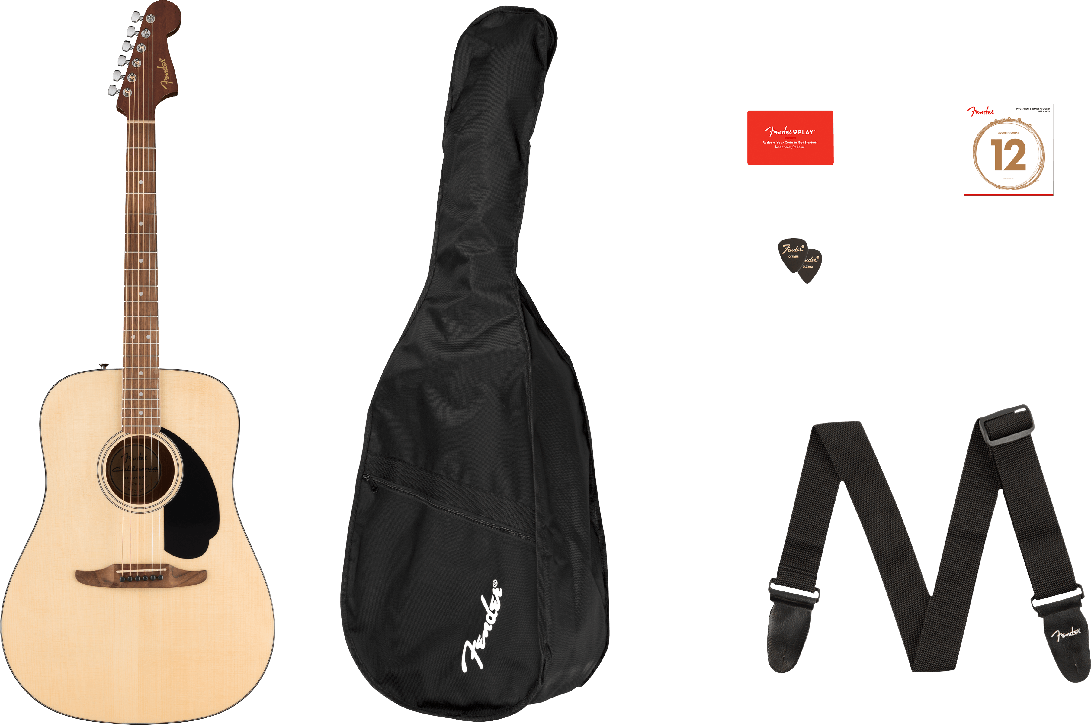 Fender - California Standard Redondo™ Pack - Spruce Top - Black Pickguard - Natural