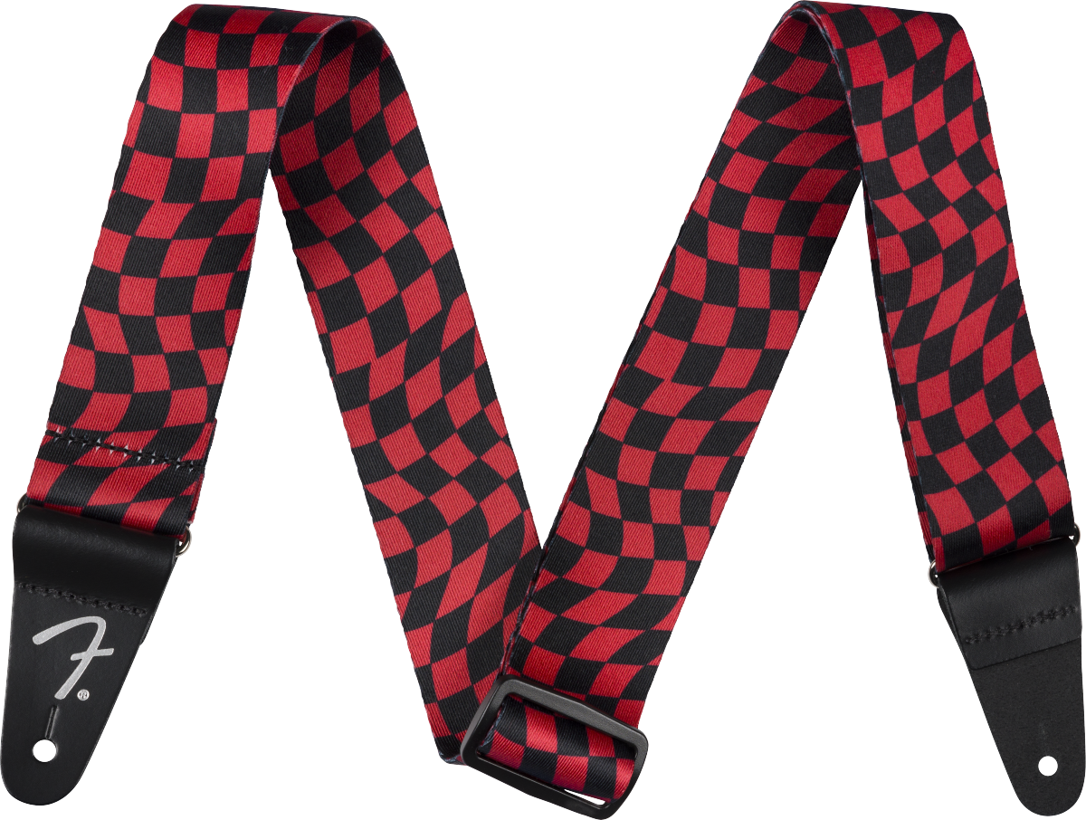 Fender - Wavy Checkerboard Polyester Strap, Red - 099-0637-209