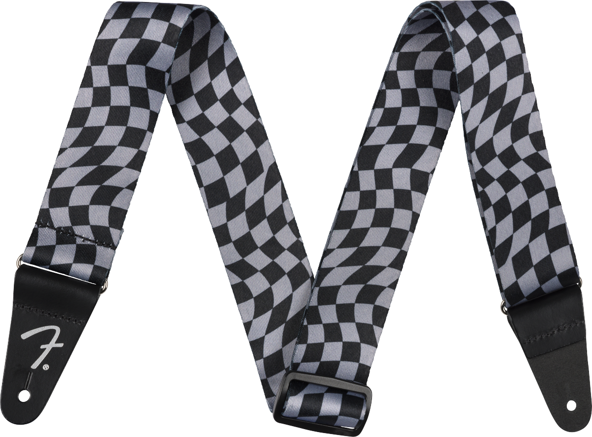 Fender - Wavy Checkerboard Polyester Strap, Gray - 099-0637-248