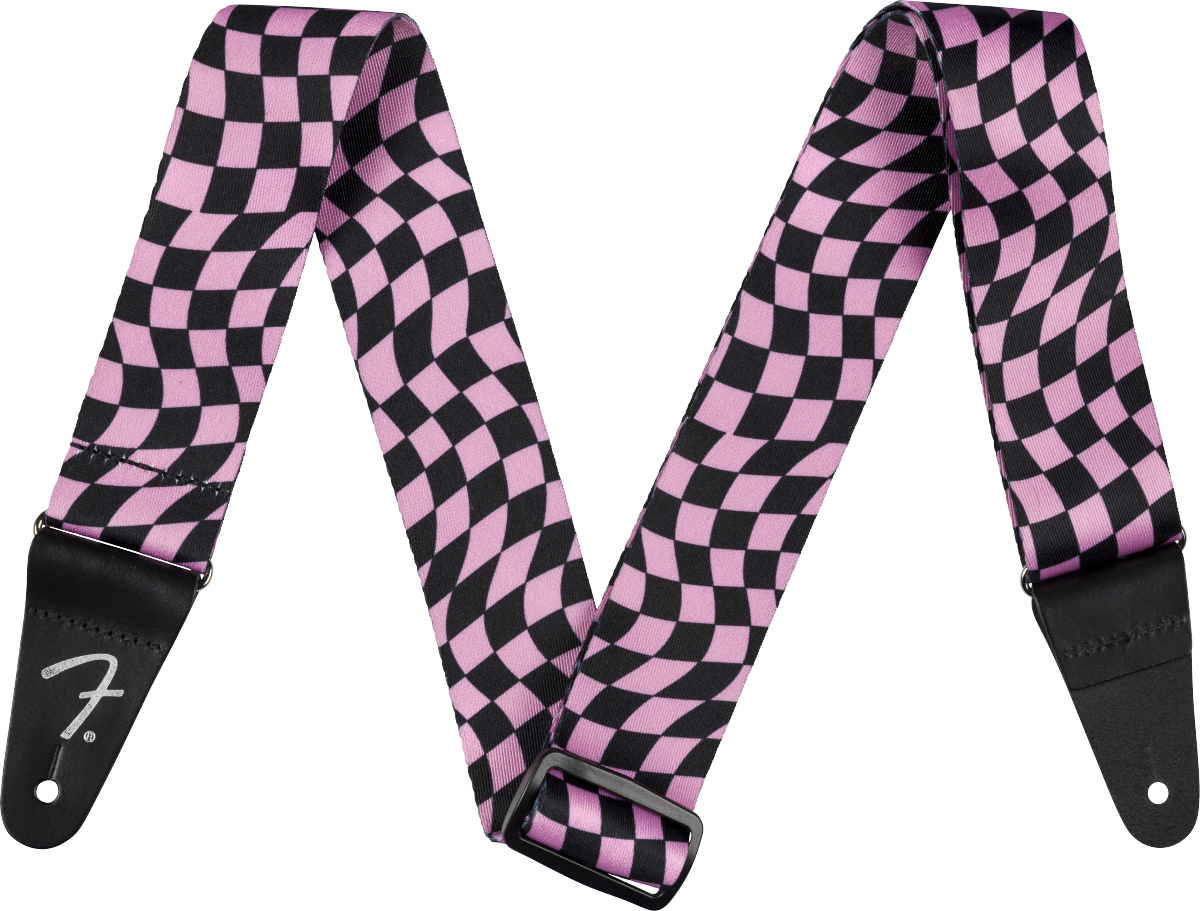 Fender - Wavy Checkerboard Polyester Strap, Pink - 099-0637-270