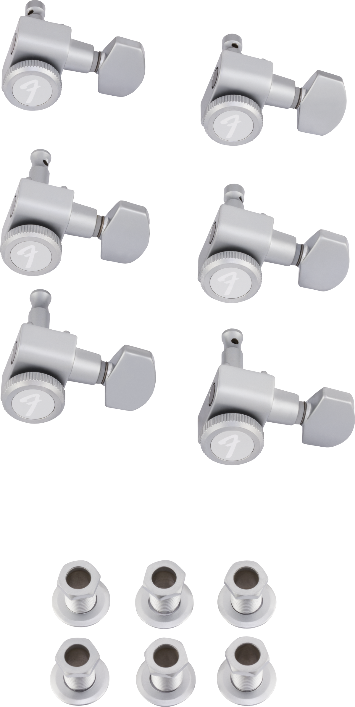 Fender - Locking Stratocaster®/Telecaster® Staggered Tuning Machines - Brushed Chrome (6) - 099-0818-000