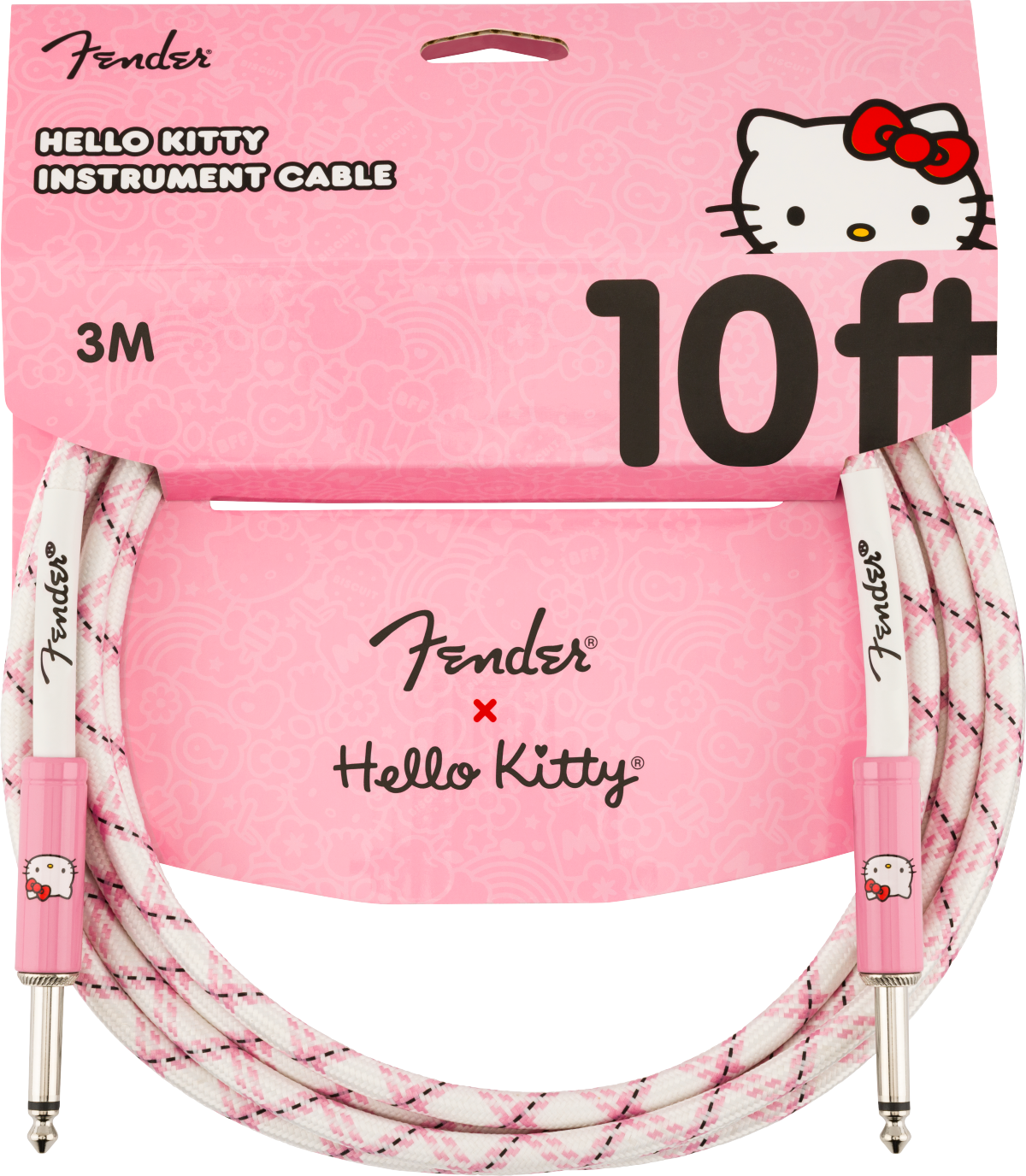 Fender - Fender® x Hello Kitty® White/Pink Woven Cable - 10' - 099-0818-123