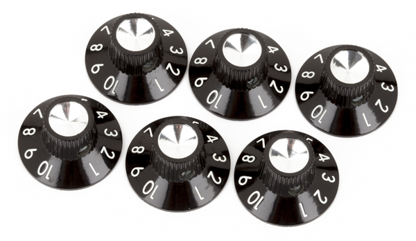 Fender - Pure Vintage Black/Silver Skirted Amplifier Knobs - (6) - 099-0930-000