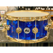 DW - Série Collector's Caisse Claire 6.5x14 Blue Moonstone avec Quincaillerie en Or