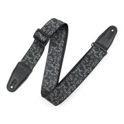 Levy's - 2-Inch Wide Polyester Guitar Strap with Black & Grey Skulls Motif MPD2-111