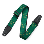 Levy's - 2-Inch Wide Polyester Guitar Strap with Green & Mustard Scanned Skull Motif MPD2-113