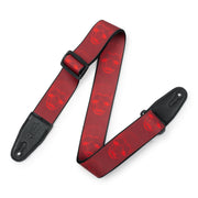 Levy's - 2-Inch Wide Polyester Guitar Strap with Dark Red & Red Scanned Skull Motif MPD2-114