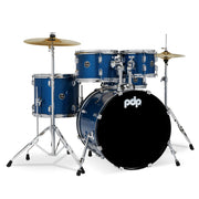 PDP - Center Stage 5-piece Drum Set with Hardware, Cymbals & Throne Royal Blue Sparkle PDCE2015KTRB