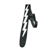 Perri's - 2.5” Black / White Famous Guitar Strap with Lightning Bolt  - P25LB-218