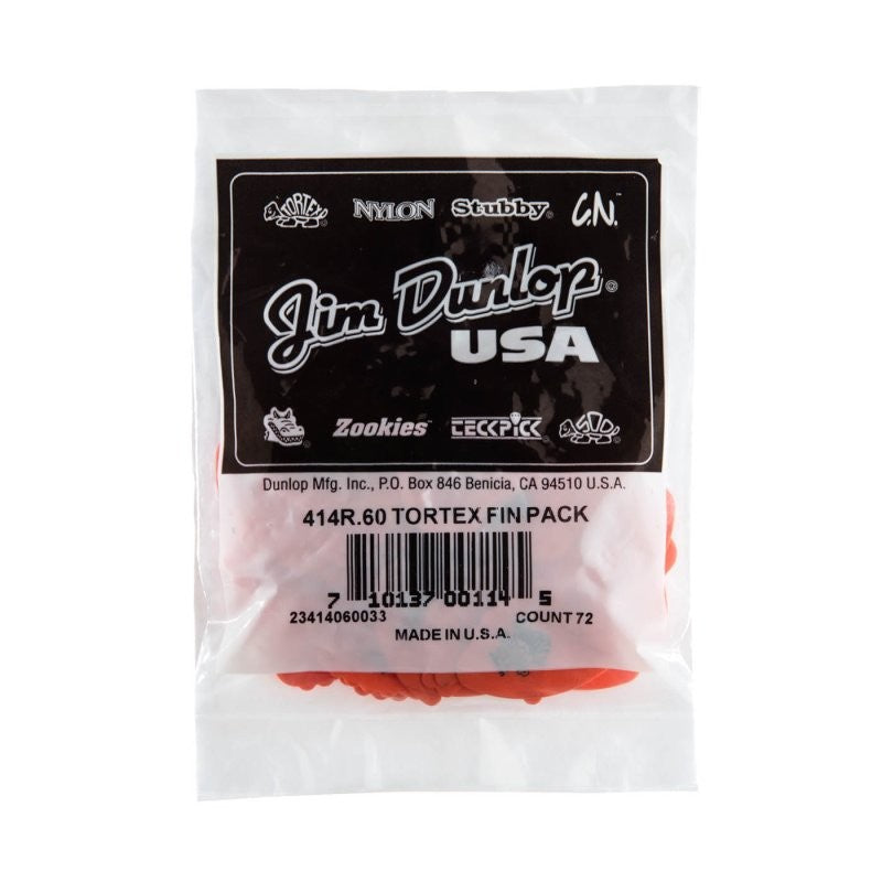 Dunlop - Orange 0.60mm Tortex® Fin Guitar Pick (72/bag) - 414R-60