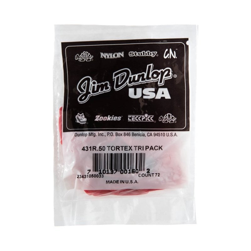 Dunlop - Red 0.50mm Tortex® Triangle Guitar Pick (72/bag) - 431R-50