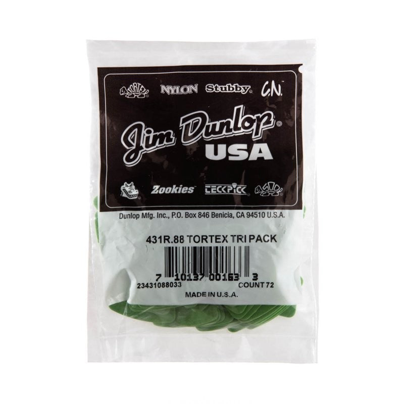 Dunlop - Green 0.88mm Tortex® Triangle Guitar Pick (72/bag) - 431R-88