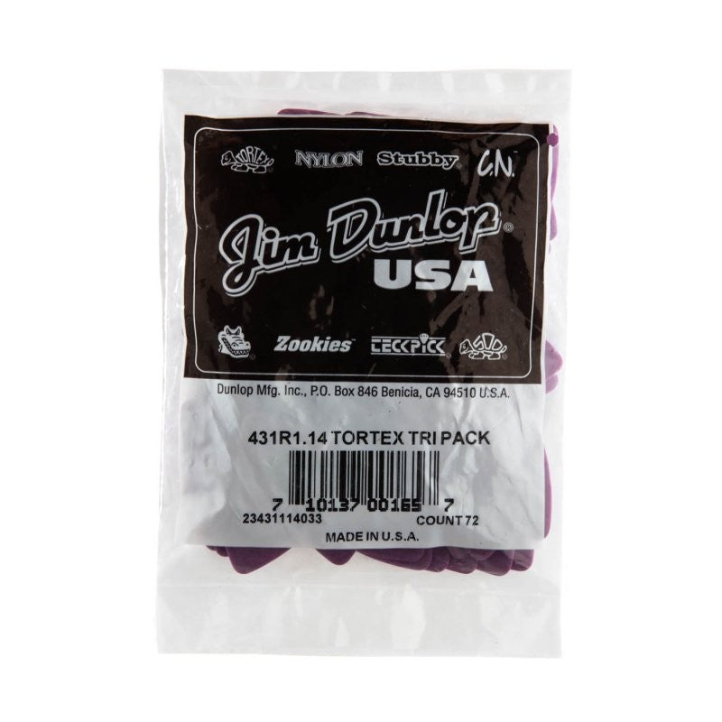 Dunlop - Purple 1.14mm Tortex® Triangle Guitar Pick (72/bag) - 431R1.14
