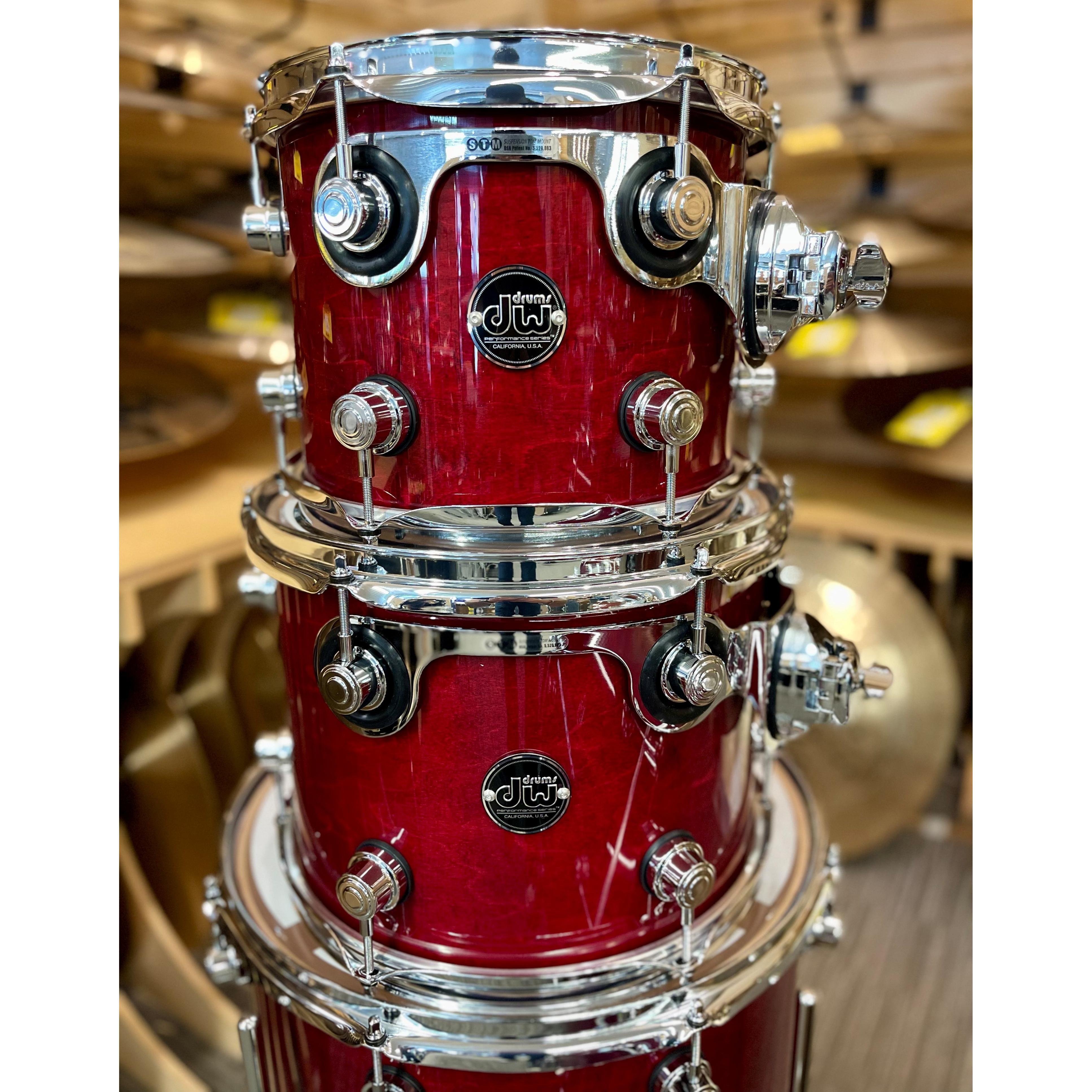 DW Drums - Performance Series 4-Piece Shell Kit Cherry Stain