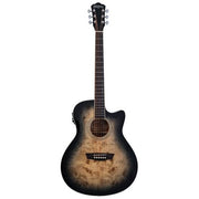 Washburn - Guitare électro-acoustique Grand Auditorium Deep Forest Burl - Dégradé noir - DFBACEB