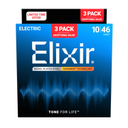 Elixir - 3-Pack Nickel-Plated Steel Electric Guitar Strings with NANOWEB Technology  10/46 - 16567 3PK Light