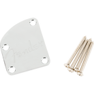 Fender - 4-Bolt Deluxe Series Contoured Neck Plate w/Logo - (Chrome)
