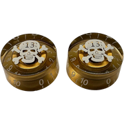 AxLabs - Speed Knobs with Skull Graphic - 18 Spline (Set of 2) - Gold with white printing.