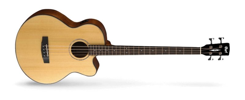 Cort Guitars - Jumbo Acoustic / Electric Bass With EQ & Gig Bag, Natural Glossy - AB850F-BAG-NAT