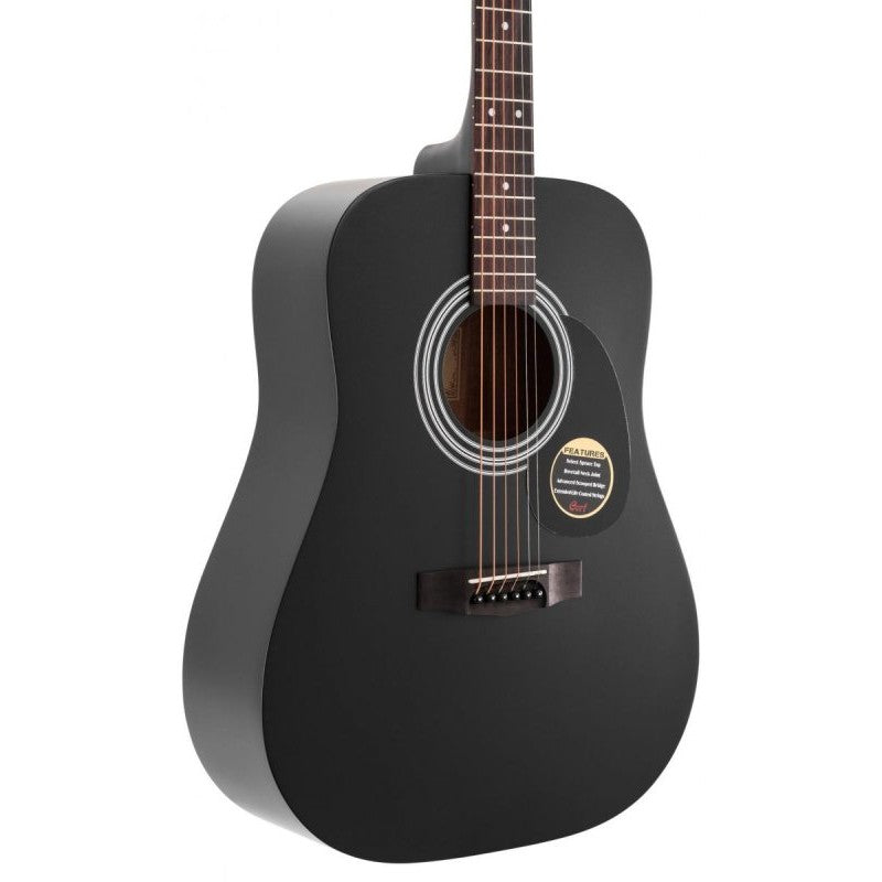 Cort Guitars - Standard Series Spruce Top Acoustic Guitar, Black Satin - AD810-BKS