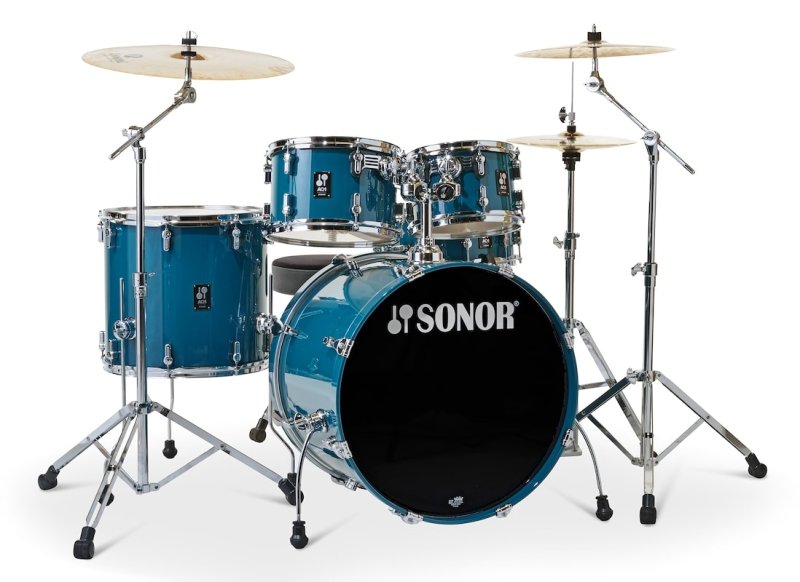 Sonor - AQ1 Stage 5-Piece Drum Set With 22" Bass Drum & Hardware, Caribbean Blue - AQ1-STAGE-SET-CB