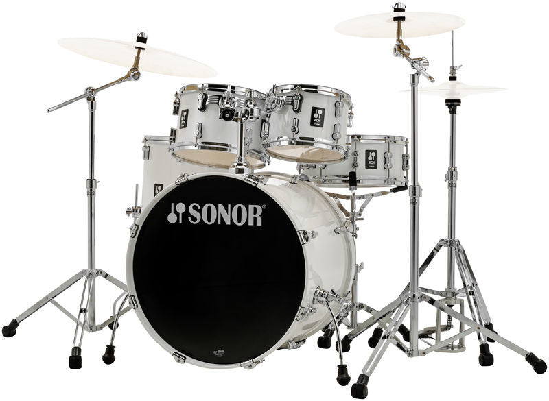 Sonor - AQ1 Stage 5-Piece Drum Set With 22" Bass Drum & Hardware, Piano White - AQ1-STAGE-SET-PW
