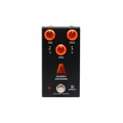 Guitar effects pedal with 'Angry Orange' branding on a white background