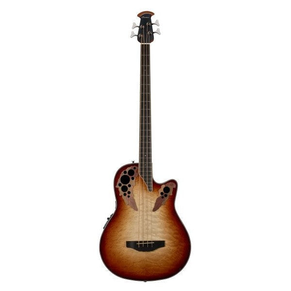 Ovation - Celebrity Elite Exotic Mid Quilt Maple Acoustic / Electric Bass, Cognac Burst / Natural Gloss - CEB44X-7C
