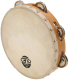 Latin Percussion - 8" Wood Tambourine, Headed, Single Row Jingles - CP378