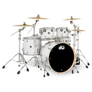 DW Drums - DWe 5-Piece Drum Kit Bundle - DEKTFP05TBWMCP White Marine Pearl Finish Ply