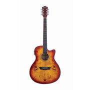 Washburn - Deep Forest Burl Grand Auditorium Acoustic-Electric Guitar - Amber Fade - DFBACEA