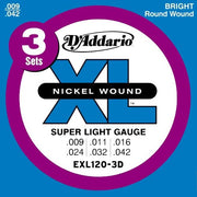 D'Addario - EXL120 3D 3 Pack 9-42