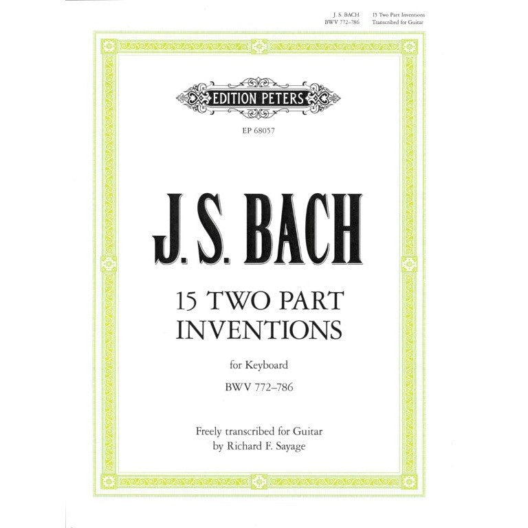 Edition Peters - J.S. Bach - 15 Two-part Inventions Transcribed For Guitar