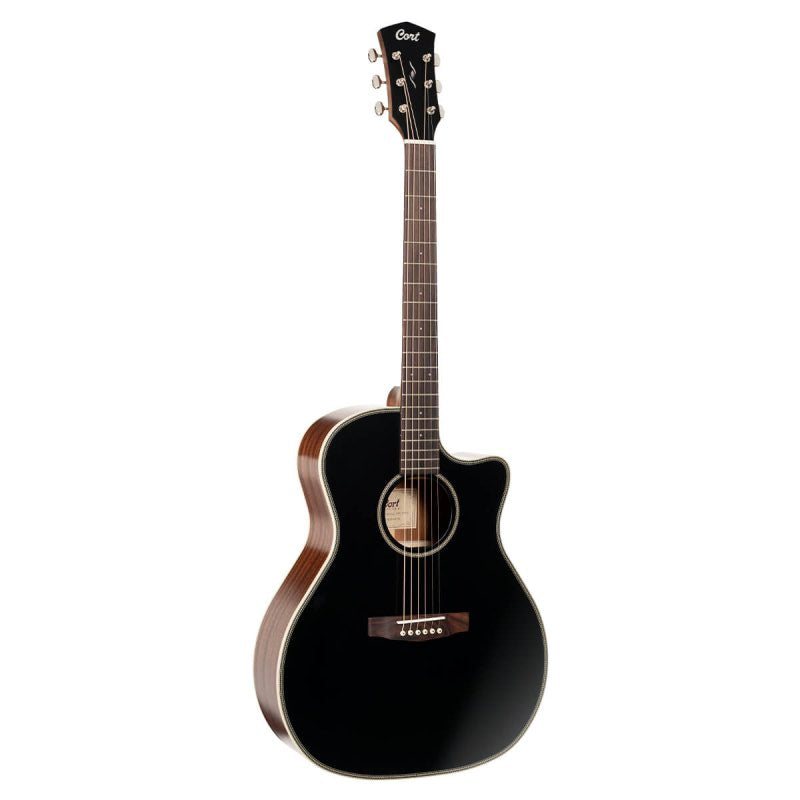 Cort Guitars - Essence Series Grand Auditorium Acoustic Guitar - Black Top Semi Gloss - ESSENCEGA4BTSG
