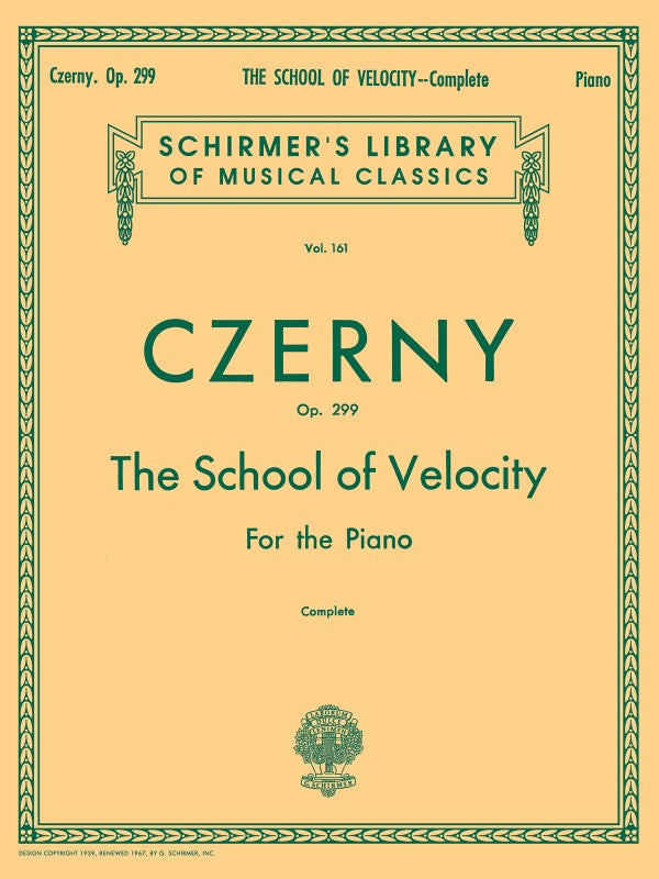 Schirmer - C. Czerny - The School of Velocity - For the Piano - Op. 299