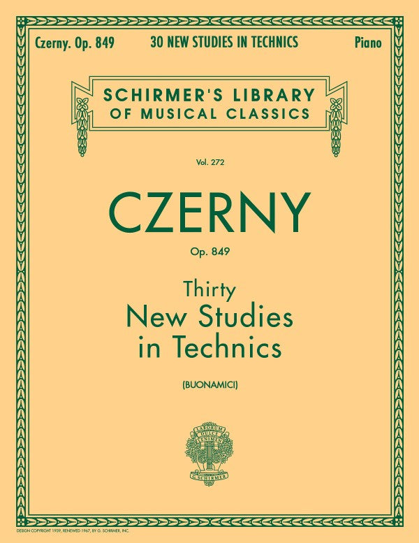 Schirmer - C. Czerny - Thirty New Studies in Technics - Op. 849