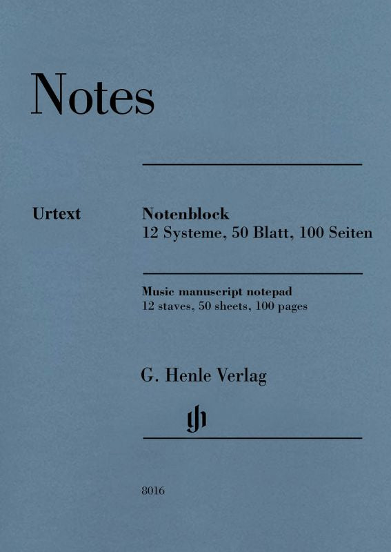 HL51488016 51488016 HN8016 HN 8016 G. Henle Verlag - Henle Notes, Music Manuscript Notepad - Pad with Music Paper