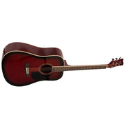 Jay Turser - Dreadnought Acoustic Guitar - Full Size - Red Burst Quilt - JTA524D-RSBQ
