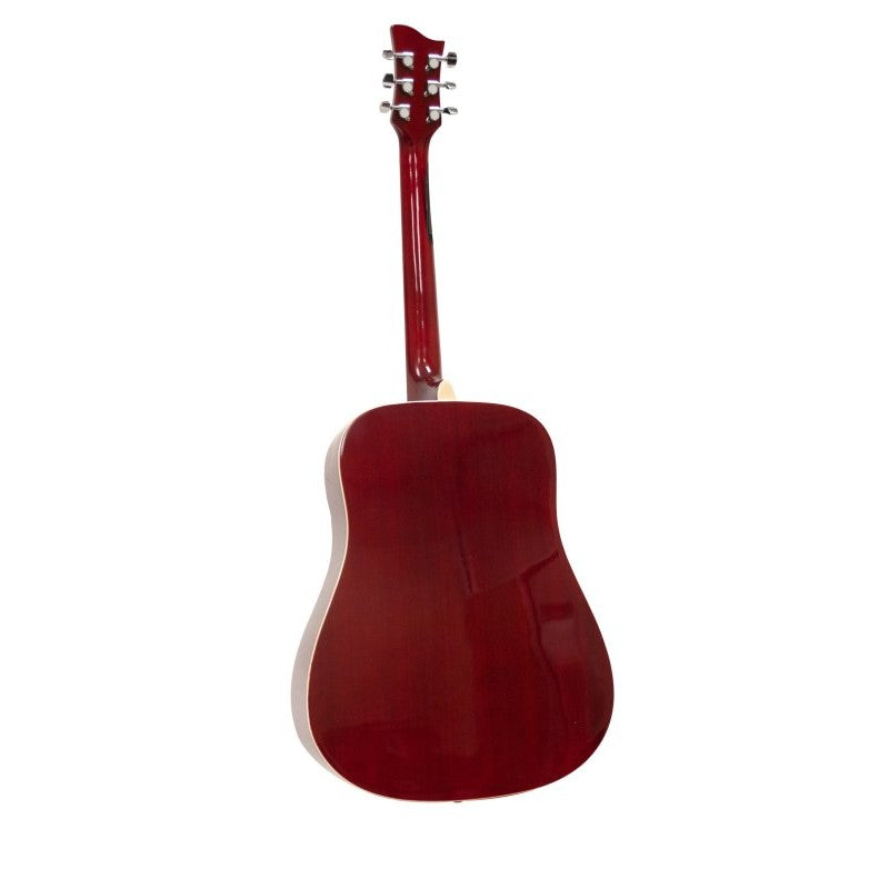 Jay Turser - Dreadnought Acoustic Guitar - Full Size - Red Burst Quilt - JTA524D-RSBQ