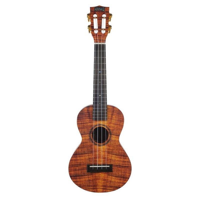 Mahalo Ukuleles - Artist Elite Series Photo Flame Koa Baritone Ukulele With Bag, Matt Finish - MA4KA