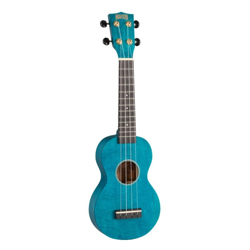Mahalo Ukuleles - Slimline Series Soprano Ukulele With Carry Bag, Transparent Blue - MS1-TBU