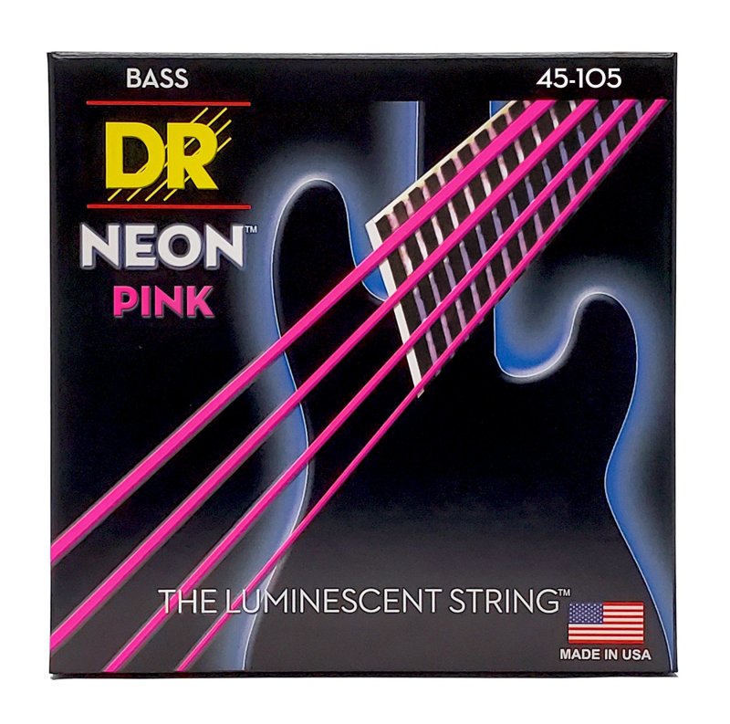 DR Handmade Strings - Neon Pink Coated Bass Strings, Medium (45-105) - NPB-45