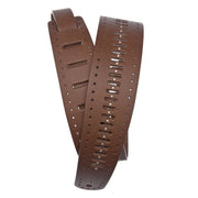 D'Addario Accessories - Sangle de guitare en cuir marron ventilé avec clous - PAM007